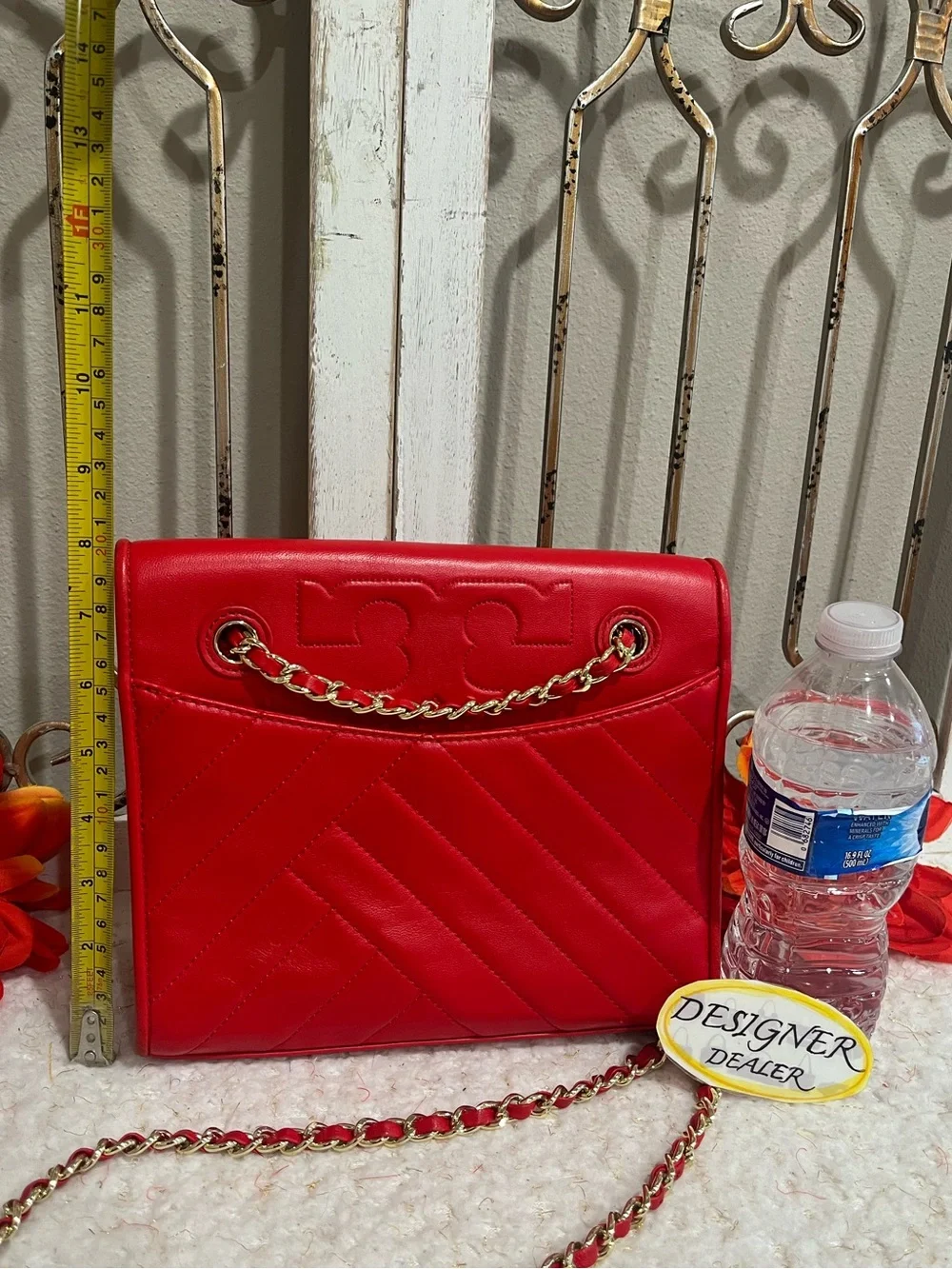 TORY BURCH Alexa Red Quilted Convertible Shoulder Bag